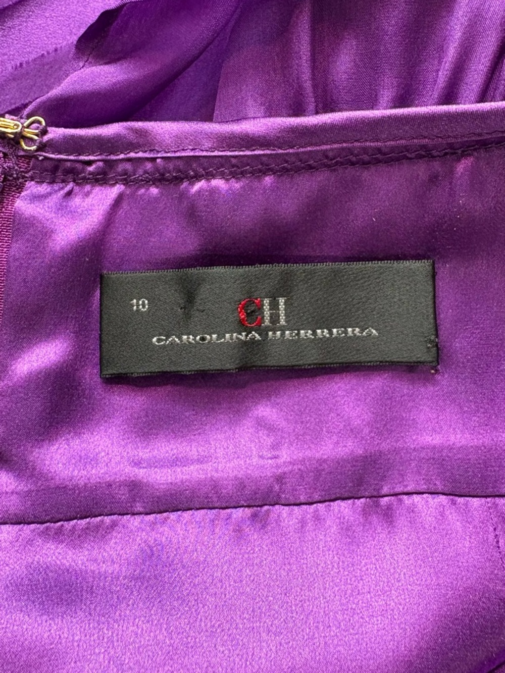 CH Carolina Herrera Purple Silk Dress Cocktail Evening Designer Bow Detail - Picture 11 of 13